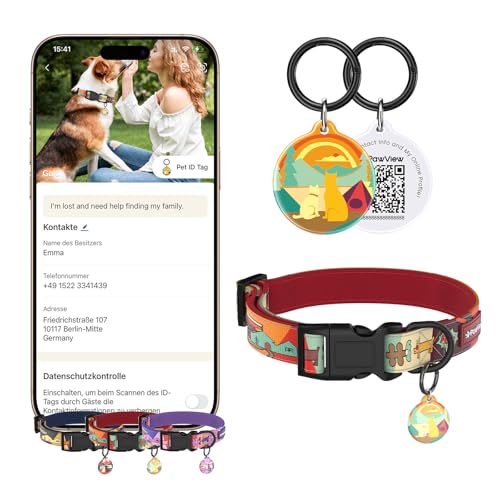 PawView Dog Collar and Leash Set including QR Code Tag, Adjustable Collar for Small Dogs (Neck 22-30cm) - Image 3