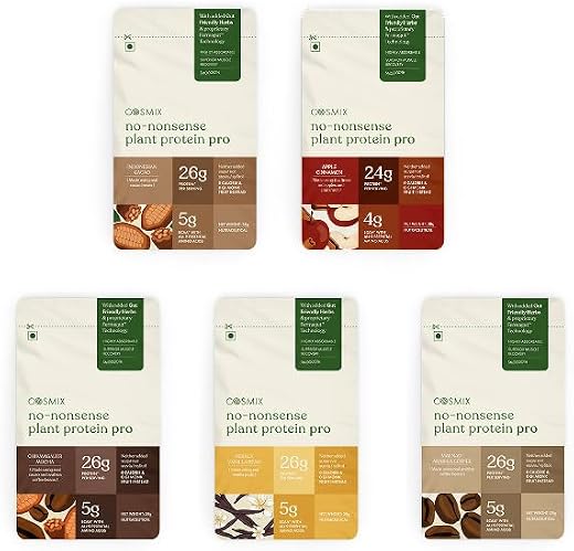 Cosmix No-Nonsense Plant Protein PRO Assorted Trial Pack, 26g Protein | Yeast Protein &amp; Pea Protein Blend | Assorted, 38g ...