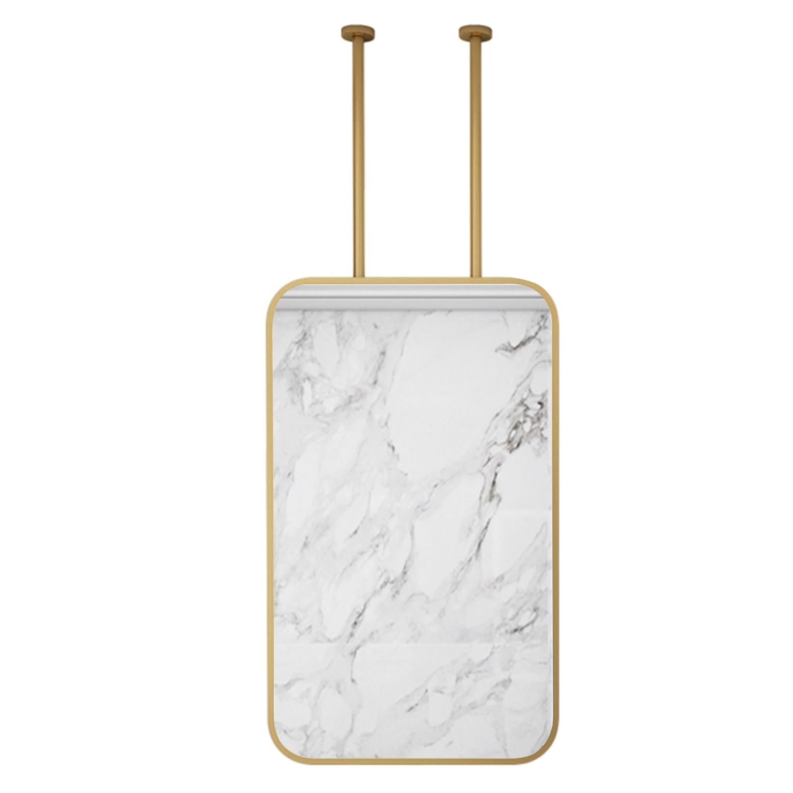 FGXHHS Ceiling Mounted Hanging Rod Mirror with Black Rectangle Metal Frame and Customizable Double Rods - Decorative Bathroom Vanity HD Mirrors (Size : 40x70cm)