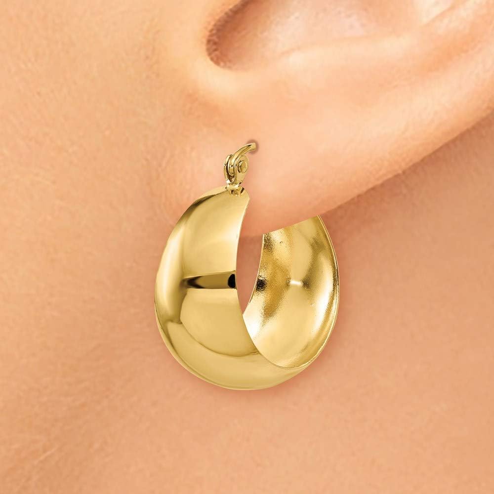 14k Yellow Gold 10.5mm Tapered Hoop Earrings Fine Jewelry For Women Gifts For Her