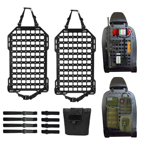 RianKarn Tactical Car Seat Back Organizer, Molle Panel for Truck, ABS Engineering Material Molle Seat Back Organizer with 1 Molle Pouch for Easy Storage and Accessories Management