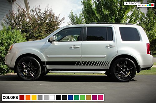 Bubbles Designs Decal Sticker Vinyl Lower Racing Stripe Kit Compatible With Honda Pilot 2008-2015 (Black) #TOP1