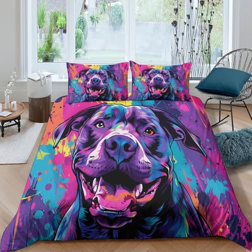 Parure de lit microfibre 3d imprimée chien multicolore super king 260x220