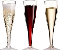 Vista 1 de TemBe 100 copas de champán de plástico desechables, vasos de tostado de 4.5 onzas para decoración, boda, cumpleaños, fiesta de despedida de soltera