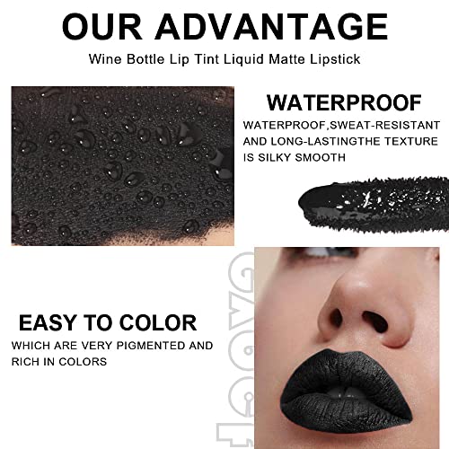 Evpct 6Pcs Dark Black Blue Green Purple Matte Liquid Halloween Lipstick Lip Tint Stain Makeup Sets Long Lasting Smudge Proof Wine Bottle Lip Tint All Day Lipstick Labiales Mate 24 Horas Originales 02 #TOP2