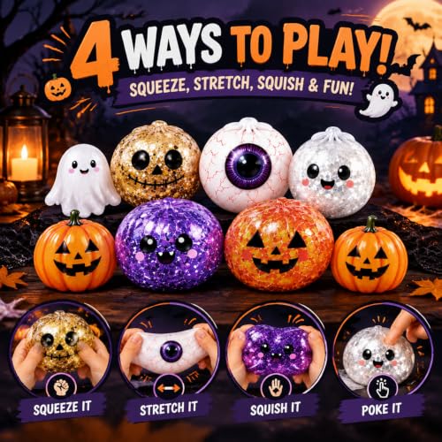 5 Pack Halloween Squishies Box Spooky Slow Rise Stress Ball Squeeze - image 5