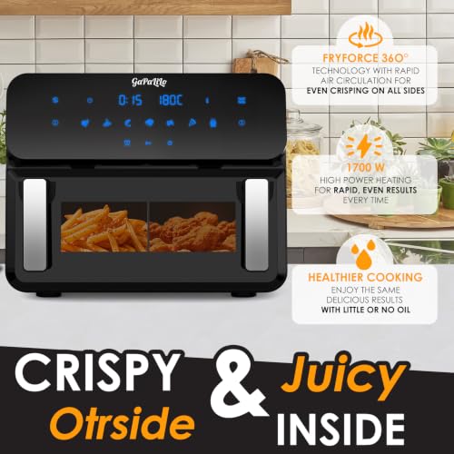 Image of 11QT Large Dual Zone Air Fryer, Double Basket Air Fryer with 2x5.5QT Baskets, Digital Full Touchscreen Easy-Panel, SyncCook Function, Cook 2 Dishes at Once for 4-6 Family,1700W, Black