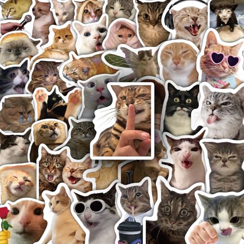 100 Pcs Cat Stickers Funny Cat Meme Cute Vinyl Kitty Sticker Pack