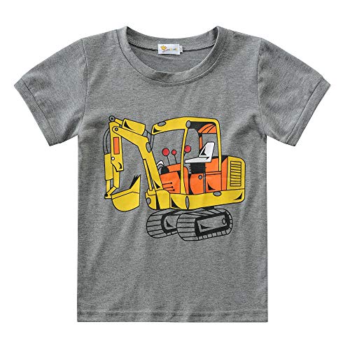 Image of Little Boys Short Set Pajamas for Boys 100% Cotton Toddle Firetruck Dinosaur Sleepwear Summer Clothes Size 2-7T