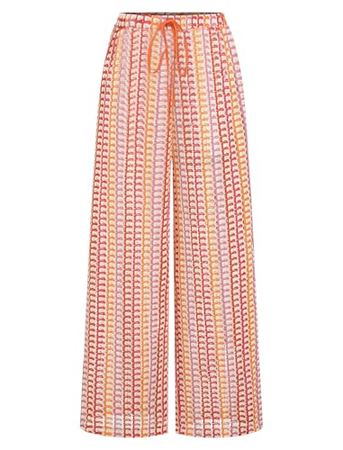 Image of ZAFUL Womens Beach Cover Up Pants Sexy Crochet Drawstring Elastic Boho Swimsuit Cover Up Long Pants Beach Wear