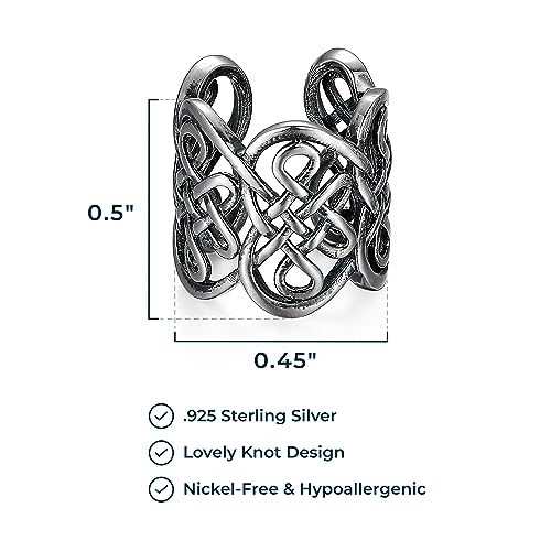 MORGAN & PAIGE .925 Sterling Silver Celtic Heart Knot Ear Cuff Earrings for Women - Rose Gold, Yellow Gold Plated or Oxidized Silver Ear Cuffs Non Piercing, Cartilage Earring Silver Ear Clips Jewelry3