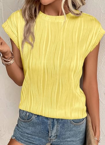 PRETTYGARDEN Blouses for Women Dressy Casual 2025 Summer Cute Cap Sleeve Business Office Tops Textured Spring Work Shirt3