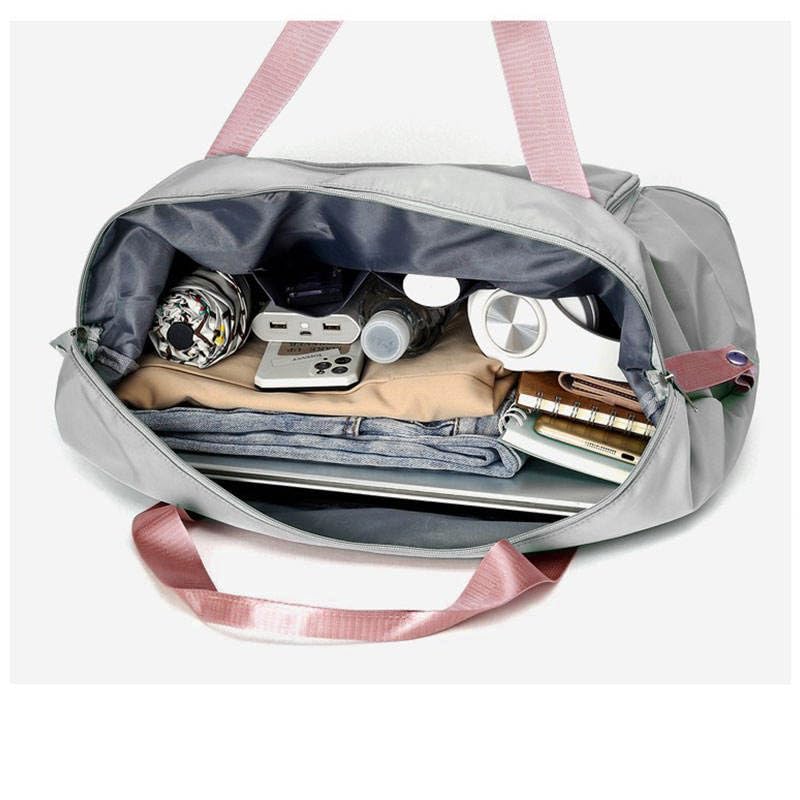 Image of WildHorn Nylon Duffel Bag for Women | Folding Carry-on Expandable Large Capacity DurableLightweight Travel & Gym Duffel with Front Zipper Pocket (Grey)