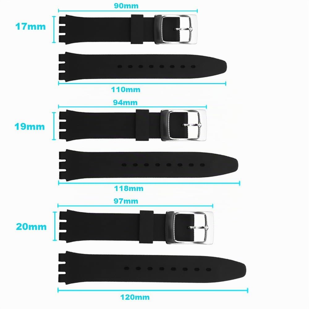 Cinturino per orologio da polso, in silicone, impermeabile, per Swatch