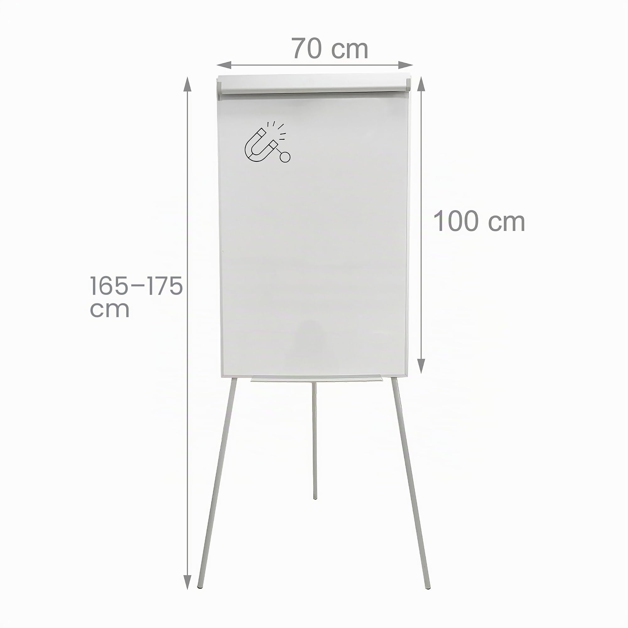 Relaxdays Flipchart Whiteboard, magnetisch, höhenverstellbar, Dreibein, Stifte-Ablage, Alu-Rahmen, HxB: 100x70 cm, weiß