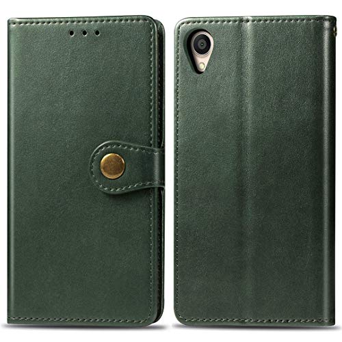 Asus Zenfone Live (L1) Funda, SATURCASE Lujo Cuero De La PU Magnético Capirotazo Billetera [Ranuras para Tarjetas] [Correa de Mano] Apoyo Funda Carcasa Case para Asus Zenfone Live (L1) ZA550KL (Verde)