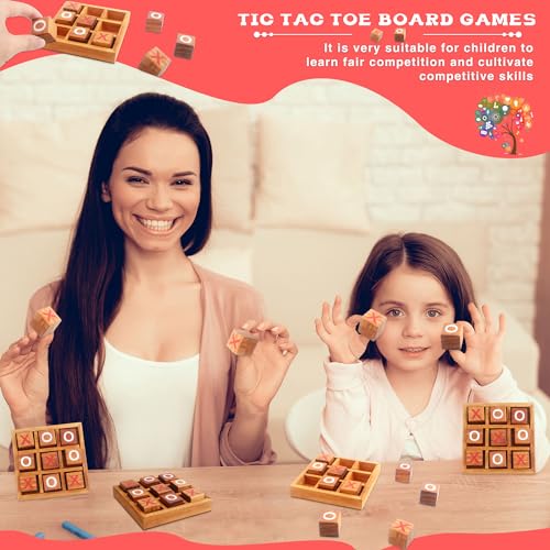 3 sets de juego de mesa Tic Tac Toe de madera clásico miniatura 5