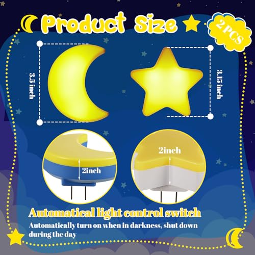 Mudder MUDDER-VDJO2W 2 Pack Night Light Plug Into Wall Soft Led Night Light Cute Wall Nursery Lamp Warm Sensor Plug-In Intelligent Nightlight thumb #1