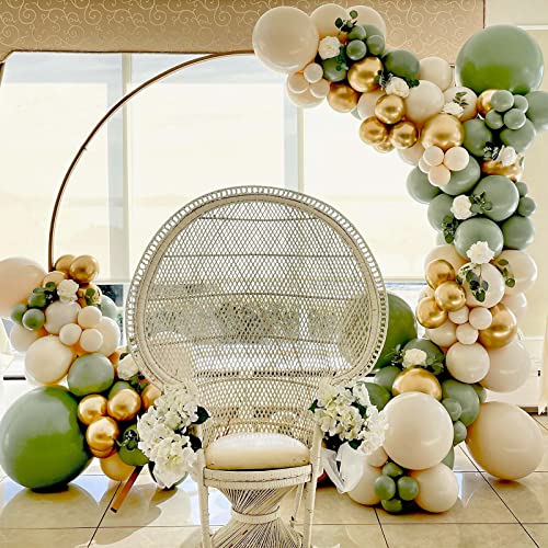 Image of Voircoloria 130pcs Sage Green Balloons Different Sizes 18 inch 12 inch 10 inch 5 inch Olive Green Balloons for Birthday Graduation Baby Shower Wedding Anniversary New Year Party Decorations