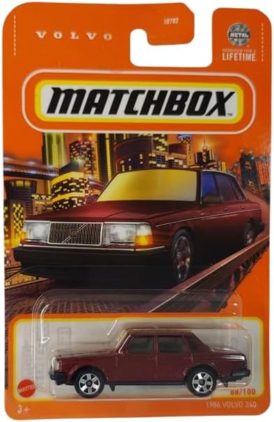 Matchbox Volvo 240 Diecast Car, 1:64 Scale, Red, 88/100, 1986 Model
