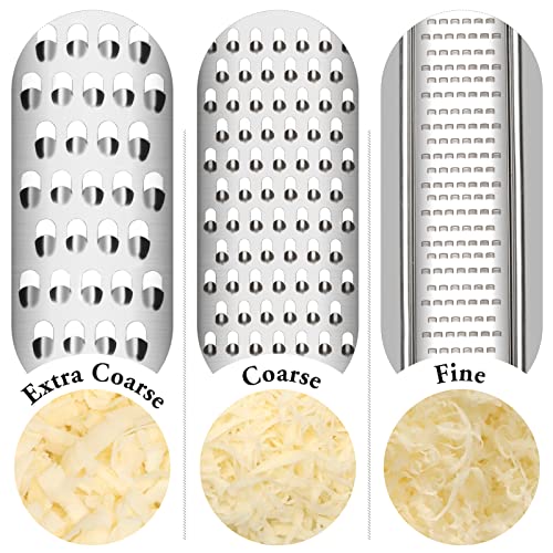 Image of Cambom Cheese Grater Citrus Zester Lemon Zester Pack of 3-304 Stainless Steel - A Sharp Tool for Parmesan Cheese, Ginger, Garlic, Nutmeg, Chocolate, Vegetables，Fruits，Dishwasher Safe Clear