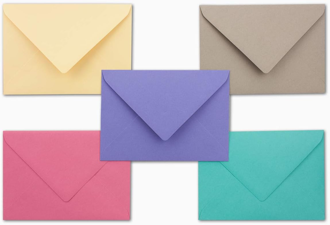 50 x Envelope Packs - DIN C6 - Approx. 11.4 x 16.2 cm - 5 Colours Each - 10 Envelopes - 120 g/m² - Colourful Series