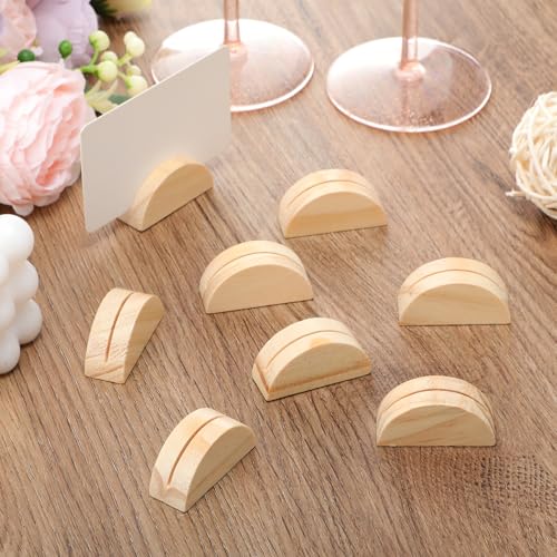 48 pcs nature wood color number stands indoor lightweight wedding table name holder semicircular design place card holders office tag photo menu clips banquet birthday party restaurant