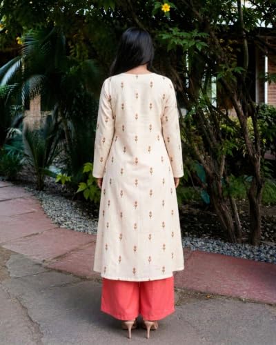 Image of Stylum Women's Rust Ethnic Printed Rayon A-Line Kurta Palazzo Set | Palazzo Kurti Set for Women