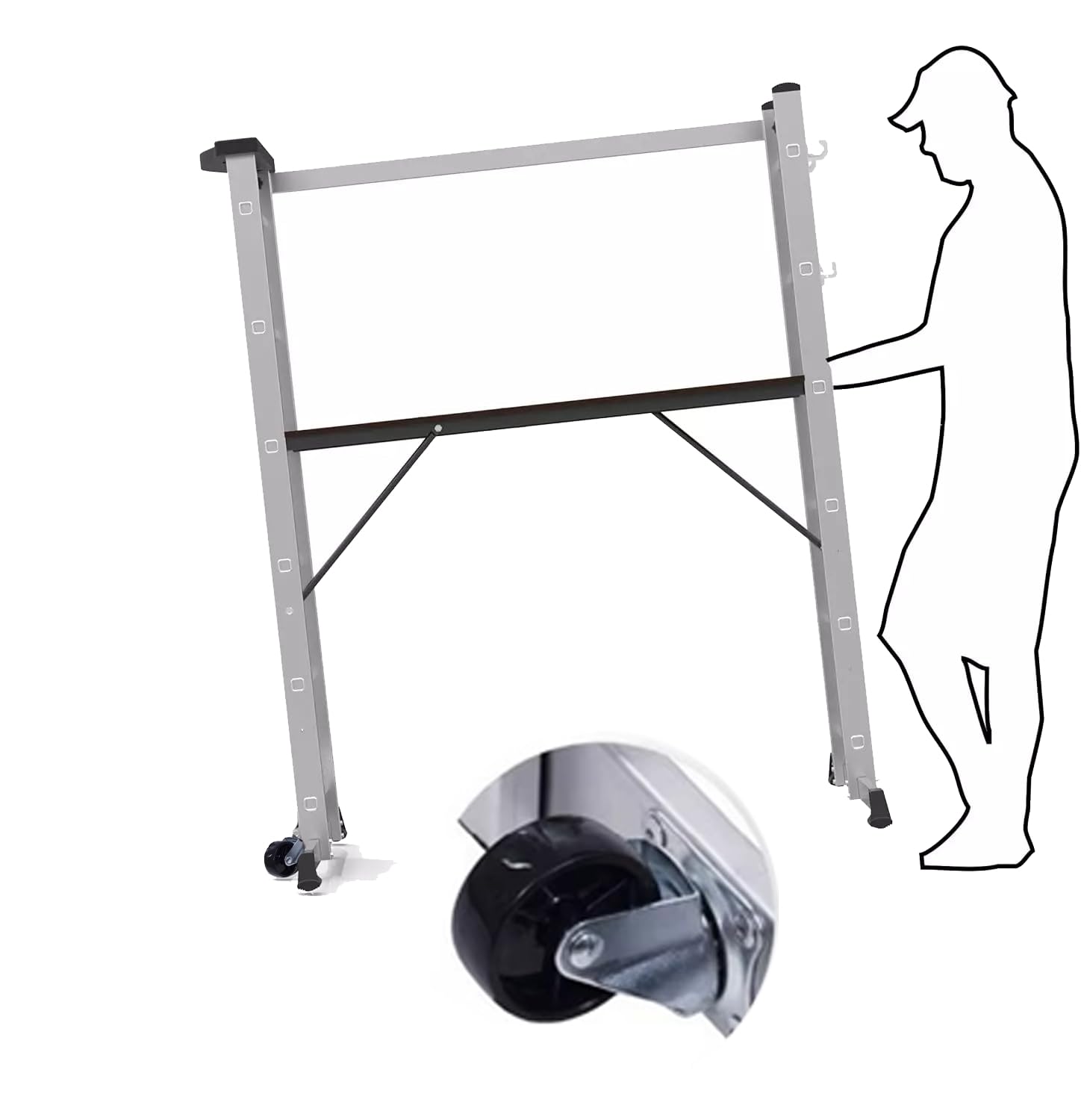 Scala Multifunzione 4 in 1 Alluminio con Piattaforma Pieghevole con Ruote