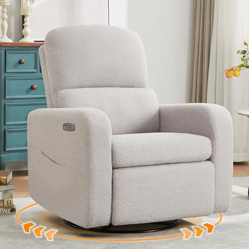 Image of Power Swivel Rocker Recliner, Glider Recliner Nursery Chair, Crey