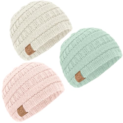 Image of KeaBabies 3-Pack Baby Beanies for Boys, Girls - Soft, Cute Baby Winter Hats 6-36 Months, Stretchy Knit, Warm Toddler Winter Hat, Newborn, Infant, Toddler Beanie for Babies Girl, Boy (Macaron, M)