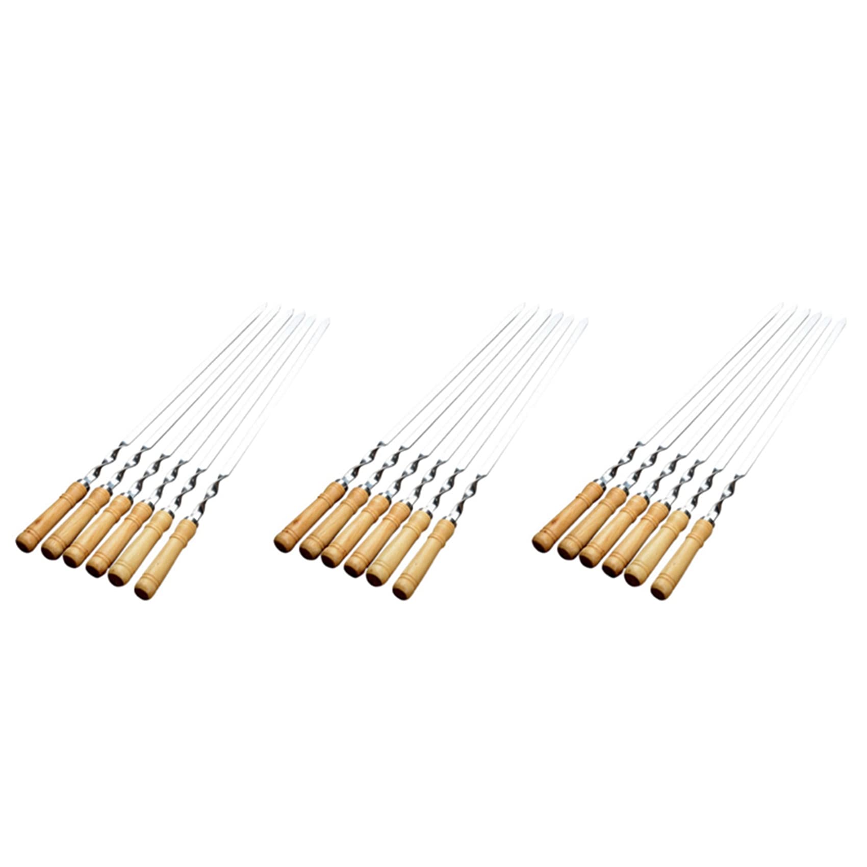 Remingtape 18Pcs 55cm BBQ Skewers Long Handle Shish Kebab Barbecue Grill Stick Wood BBQ Fork Stainless Steel Outdoors Grill Needle