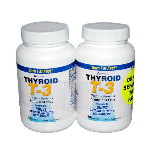 Absolute Nutrition Thyroid T-3 - 60 Capsules Each / Pack of 2