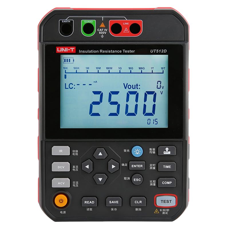 UNI-T UT512D UT512E 2.5KV Insulation Resistance Tester Megohmmeter Ohm Digital Insulation Resistance Meter 999 Sets Data Storage