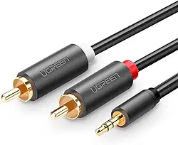 Cabo Áudio Ugreen 3.5mm para 2RCA Macho/Fêmea 1.5M Preto Performance Sonora Superior Conexão Estável Flexível Ideal para Equipamentos Áudio Som Nítido e Puro