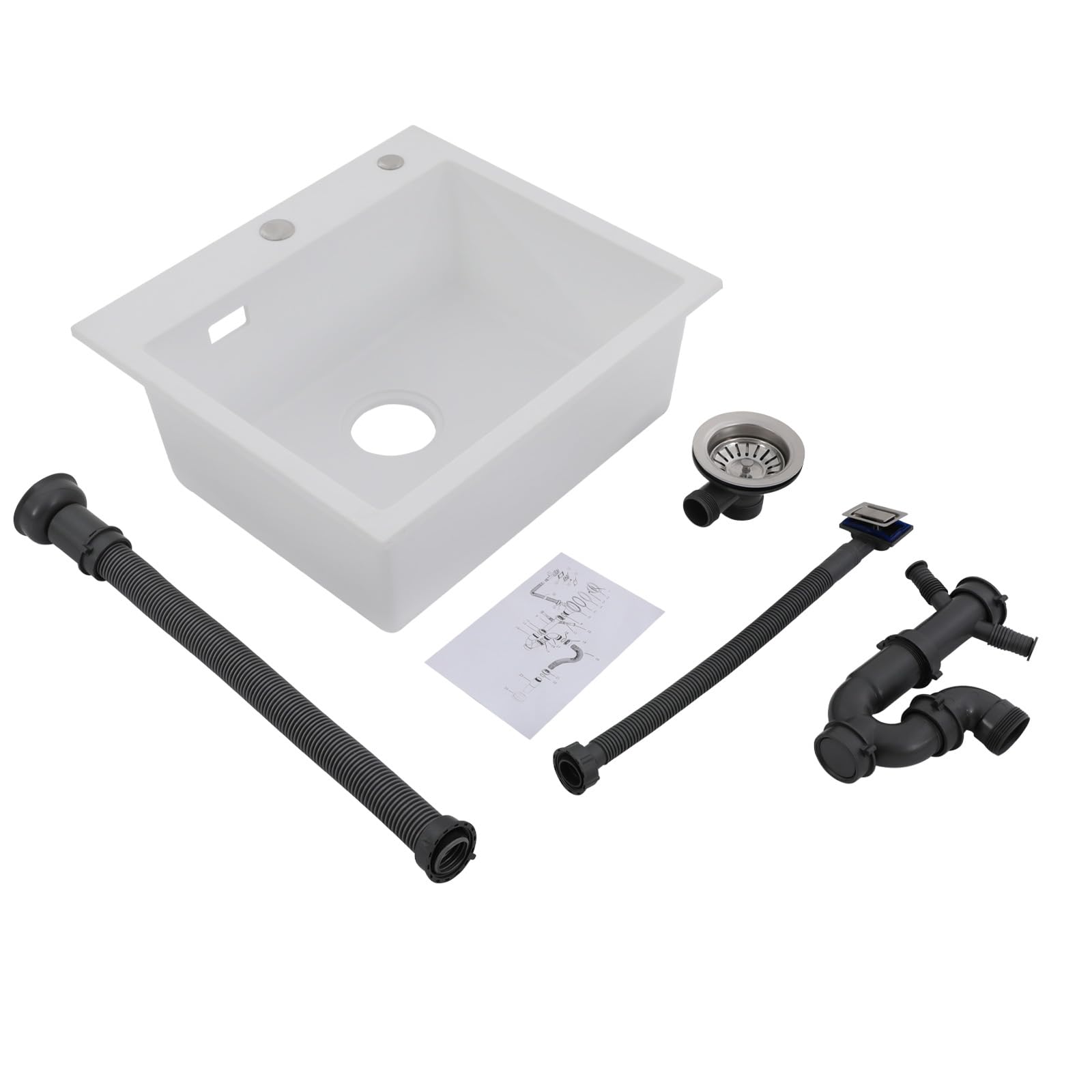 Fregadero de Cocina Lavabo Fregadero de Cocina con Cesta de Drenaje y Anillos de Sellado para Instalación de Montaje Superior y Montaje Inferior Fregadero Moderno para Cocina, Baño y Restaurante
