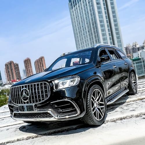 Image of 1 /24 Benz GLS63 AMG Model Car,Zinc Alloy Diecast Toy Car Pull Back with Light and Sound Toy Vehicle Door Can Be Opened (Black)