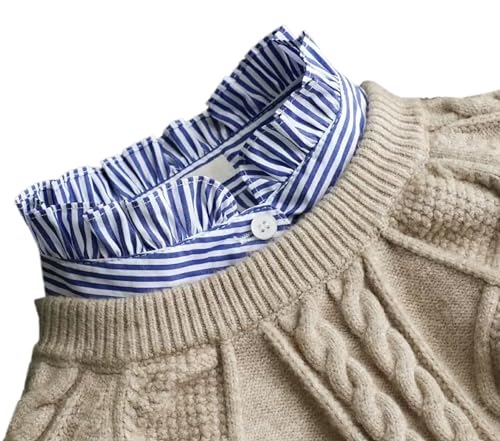 NIDMIDO Women Ruffle Mock Neck Detachable Half Blouse Shirts Fake Collar Dickey Collar Faux False Collar for Girls2