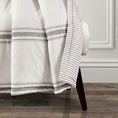 Image of Lush Decor Farmhouse Stripe Reversible Throw, Single, 50 inch W x 60 inch L, Gray - Throw Blanket For Bed - Soft Blanket - Couch Throw - Rustic Farmhouse Decor