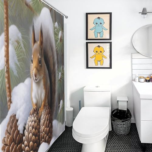 Rideau de douche écureuil tissu polyester imperméable 168x183cm - 3