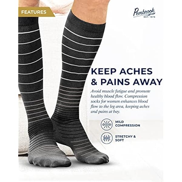 Pembrook Lichte compressiekousen voor mannen 8-15 mmHg | Graduated Compressiesokken voor Heren Circulatie