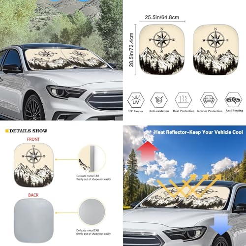 Image of Car Windshield Sun Shade 6 Pack Forest Foldable Car Front Windshield Sun Shade and Side Window Sun Shade UV Rays and Keeps Vehicle Cool for Most Sedan