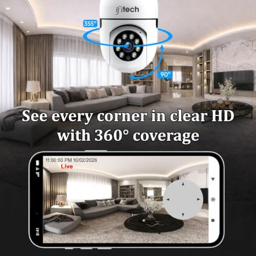 Image of IFITech FTY HD Smart Wi-Fi CCTV Home Security Camera | Indoor 360 Smart CCTV Camera | Bulb Camera | 256GB SD Card Support (Not Included) | Perfect for Home, Office Monitoring