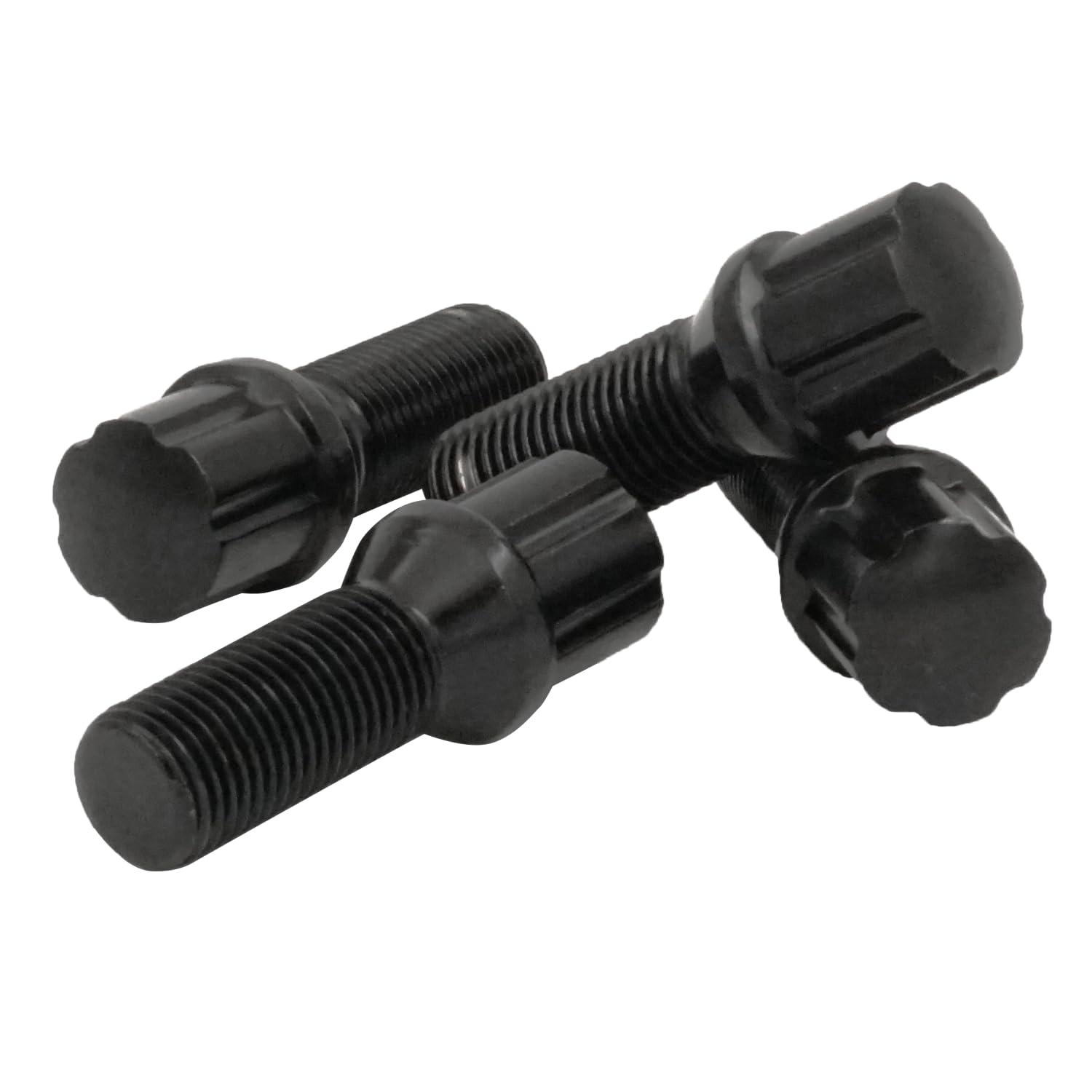 10pc Black Spline Lug Bolt Kit 14x1.5 With 33mm Shank + Key For BMW Audi