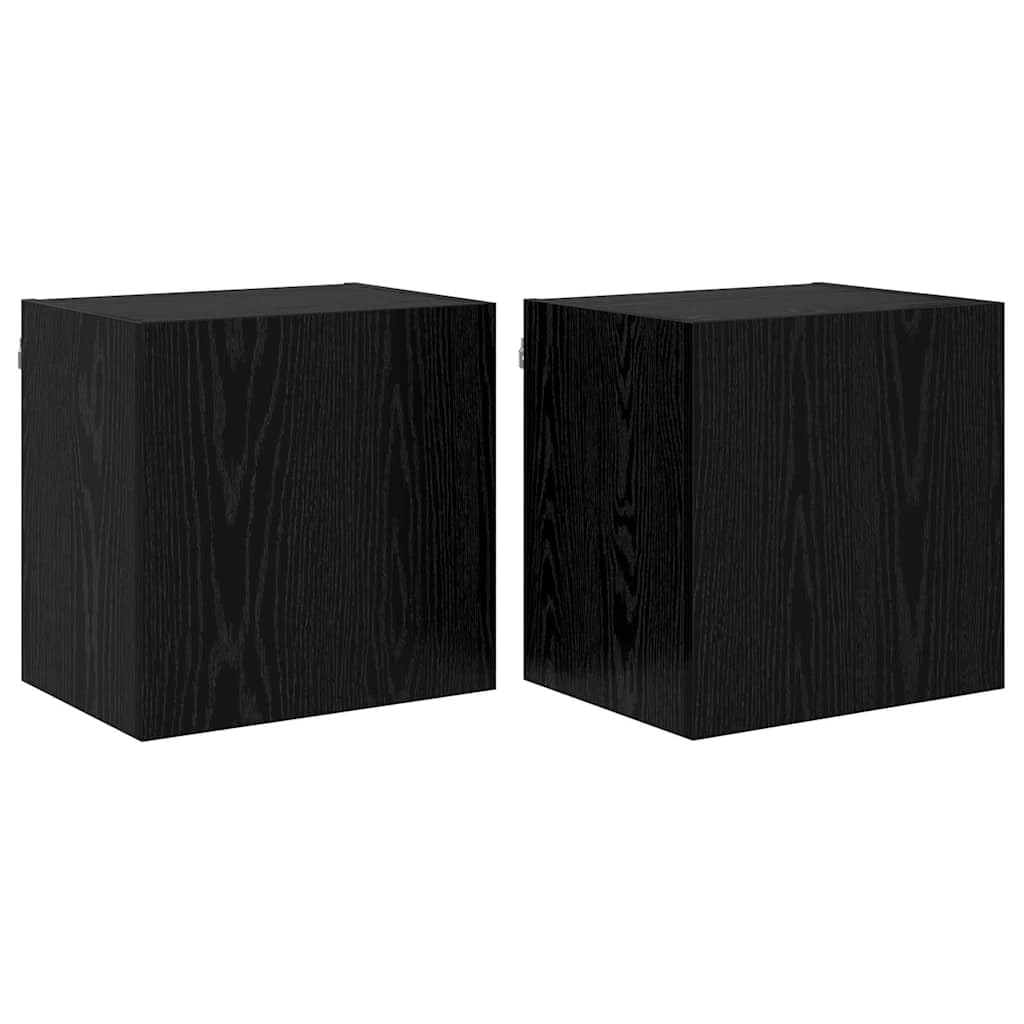Regały ścienne pod telewizor, zestaw 2 sztuk, wygląd czarnego dębu, 40,5 x 30 x 40 cm, pływający regał na media, materiał drewnopochodny, do salonu, nowoczesny design, uniwersalny stojak na