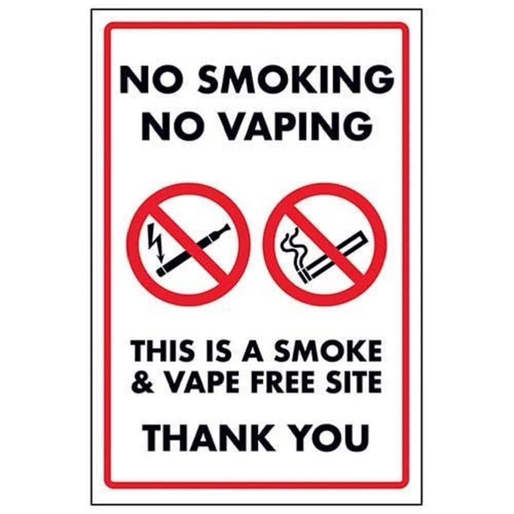 Vsafety Brown|Black V Safety No Smoking No Vaping/This Is A Smoke & Vape Free Zone Sign - 200Mm X 300Mm - Self Adhesive