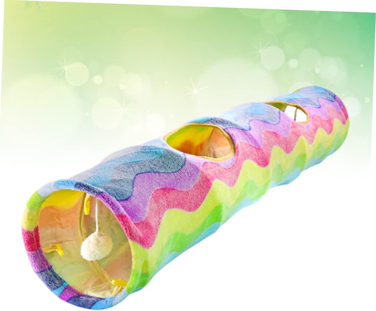 VICASKY Scratch Resistant Foldable Cat Tunnel with Sound Paper Rainbow Tube Toy for Indoor Cats and Kittens Fun Interactive Playtime Space-Saving Design