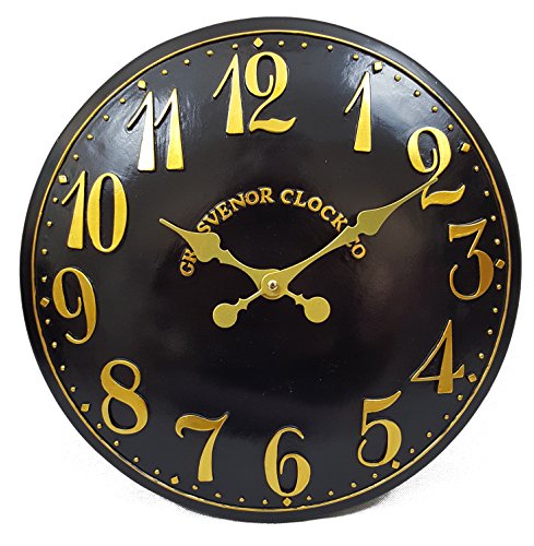 Outdoor indoor Black Garden Wall Clock Hand Painted church clock 30cm DS5109