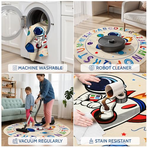 Tapete redondo educativo azul 4ft para niños miniatura 6