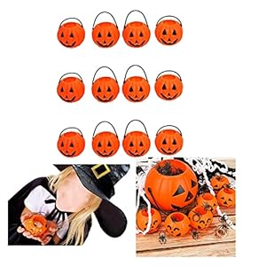 Brown Leaf Halloween Portable Pumpkin Buckets 7X6.1 cm. Small Jack-O-Lantern Plastic Buckets for Party Favor Halloween…